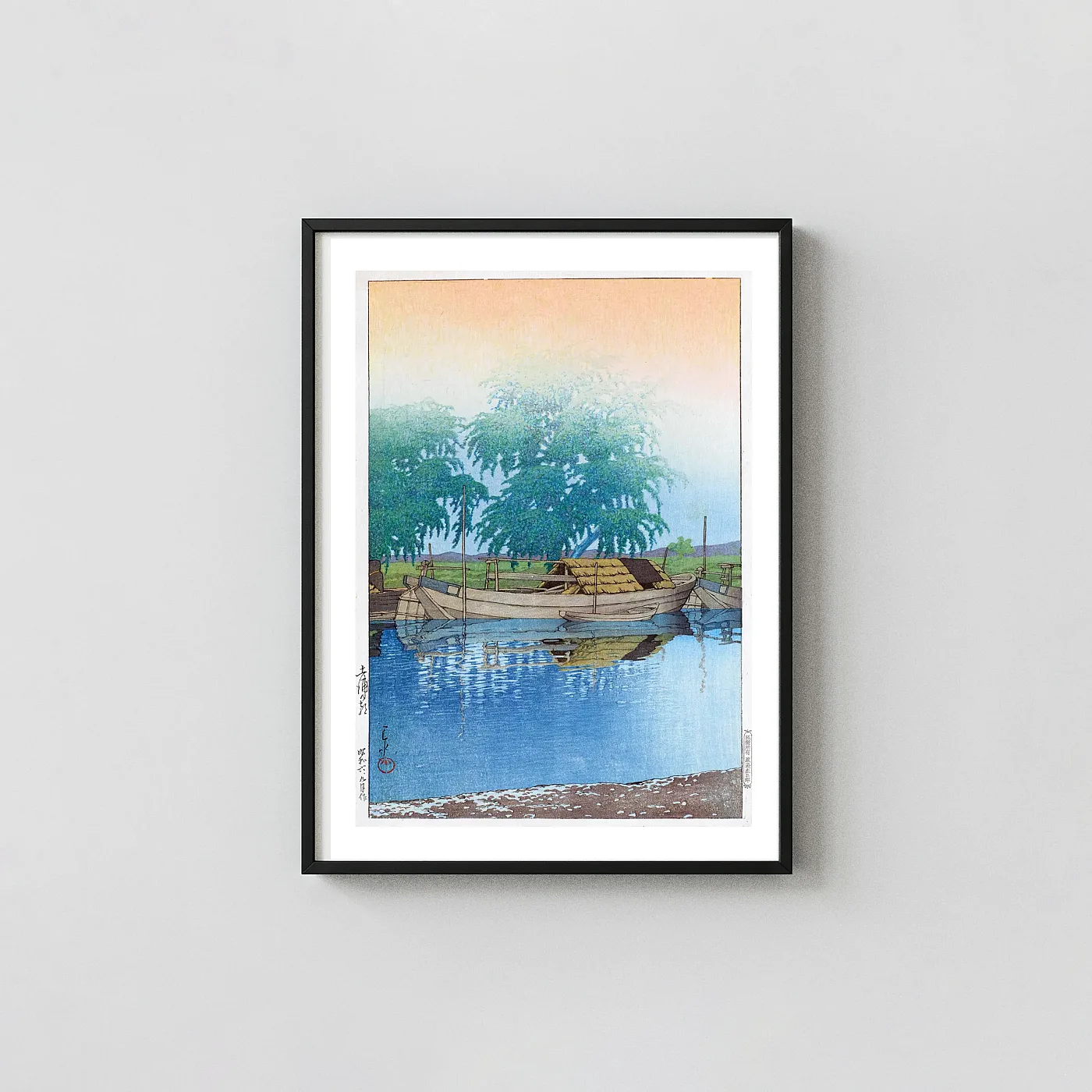 Hasui Kawase print Classic 1931 Morning at Tsuchiura Woodblock Art - fine art poster print