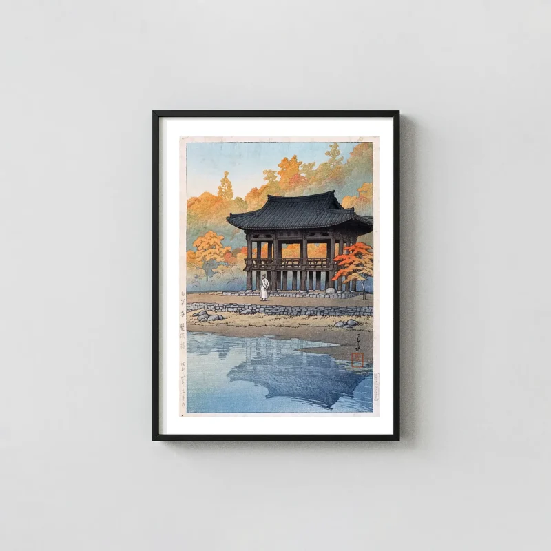 Authentic Kawase Hasui Temple Print - 1939 Paekyang Temple Wall Art
