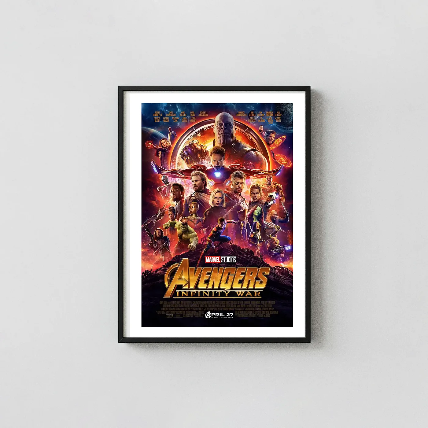 Avengers: Infinity War Movie Poster – Official Poster (Version 2): Modern Superhero Wall Action & Adventure Movie Posters xe2x80x93 Portrait Frame Wall Art Mockup | MerchFuse