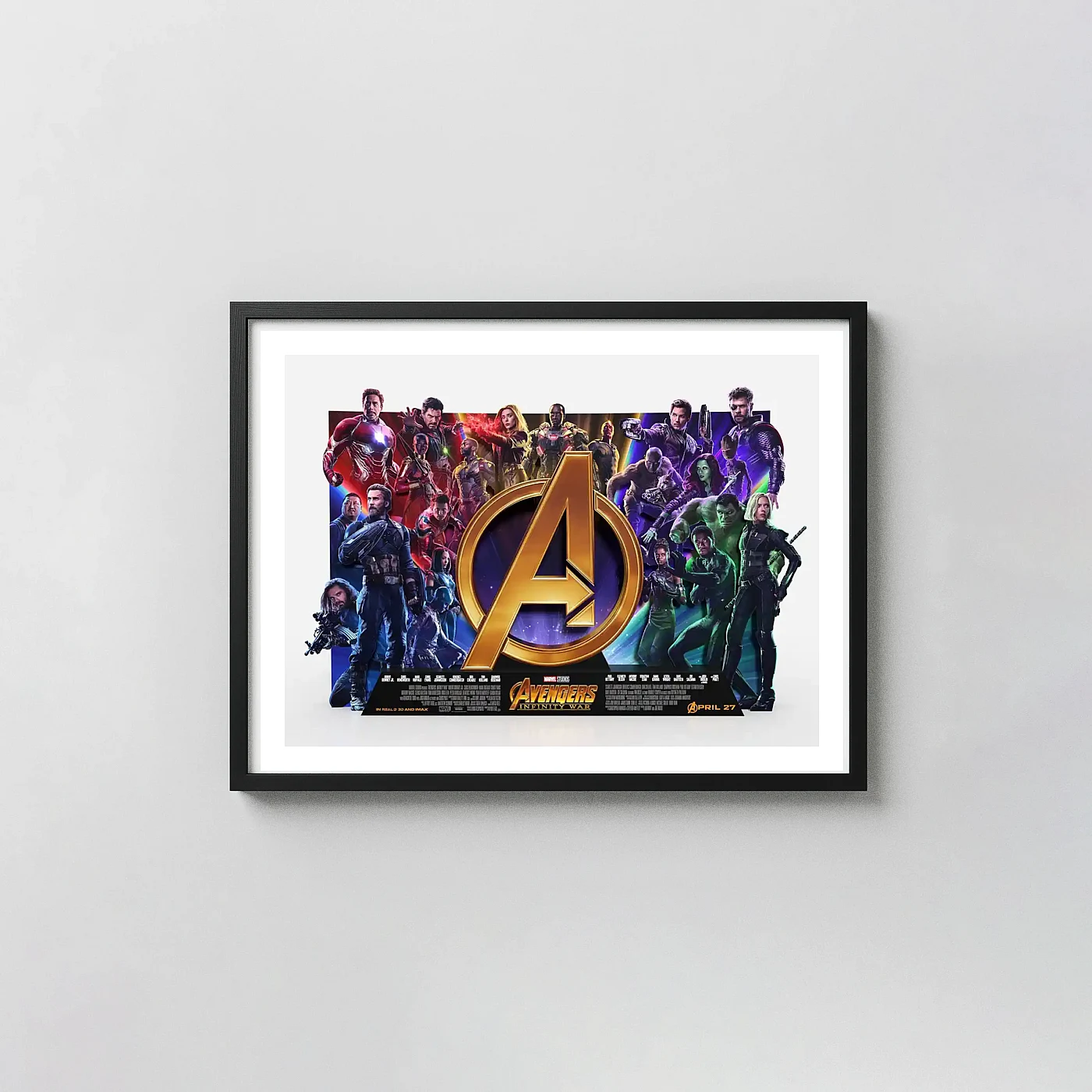 Avengers: Infinity War Movie Poster – Official Poster (Version 10): Modern Superhero Wall Action & Adventure Movie Posters xe2x80x93 Landscape Frame Wall Art Mockup | MerchFuse