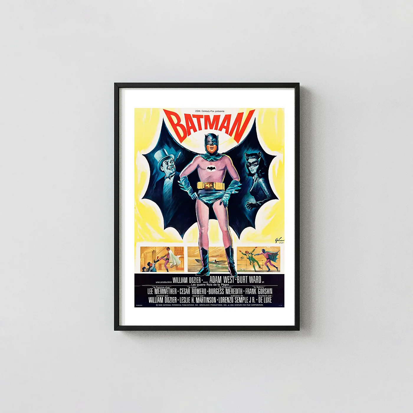 Batman (1966 Film) Movie Poster – French Poster: Vintage Superhero Wall Action & Adventure Movie Posters xe2x80x93 Portrait Frame Wall Art Mockup | MerchFuse