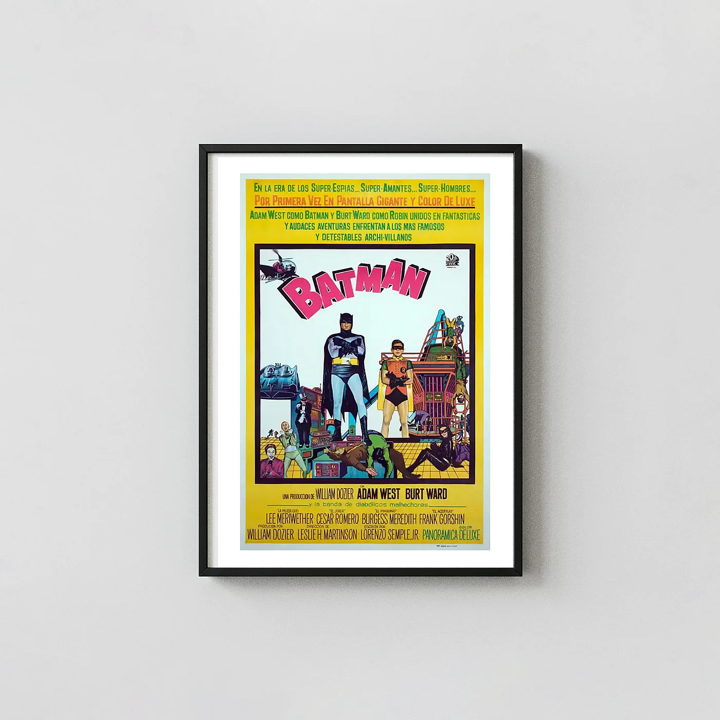 Batman (1966 Movie) Movie Poster – Collector Poster: Vintage Superhero Wall Art Print Batman (1966 Movie) Movie Poster – Collector Poster: Vintage Superhero Wall Action &Amp; Adventure Movie Posters Xe2X80X93 Portrait Frame Wall Art Mockup | Merchfuse