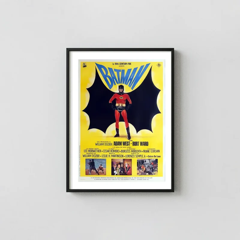 Batman (1966 Film) Movie Poster – Italian Poster: Vintage Superhero Wall Action & Adventure Movie Posters xe2x80x93 Portrait Frame Wall Art Mockup | MerchFuse