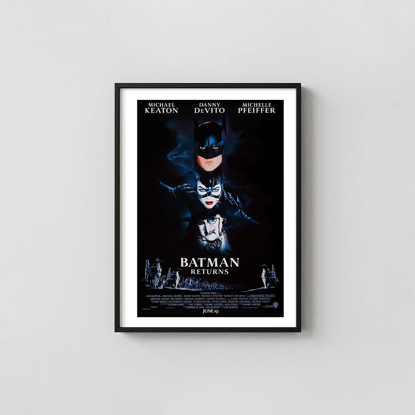 Batman Returns Movie Poster – 1992 Original Theatrical Poster: Vintage Superhero Wall Action & Adventure Movie Posters xe2x80x93 Portrait Frame Wall Art Mockup | MerchFuse