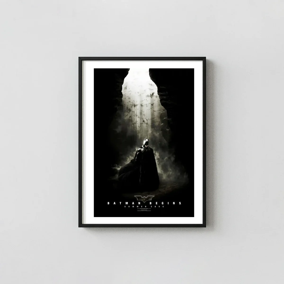 Batman Begins Movie Poster – Dark Knight Trilogy Poster: Modern Superhero Wall Action & Adventure Movie Posters xe2x80x93 Portrait Frame Wall Art Mockup | MerchFuse