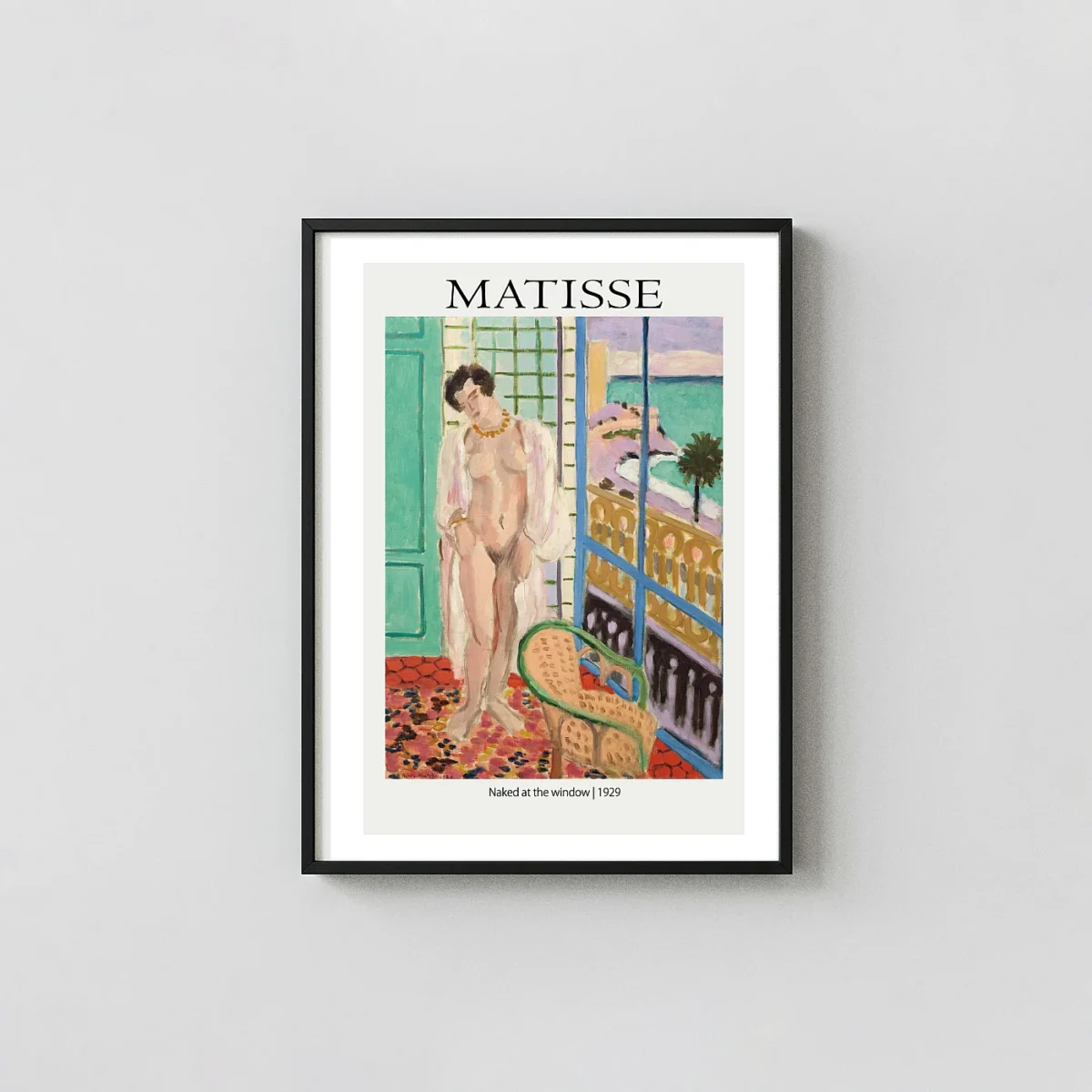Classic Henri Matisse Print - Naked at the Window 1929 French Art Henri Matisse Artwork xe2x80x93 Portrait Frame Wall Art Mockup | MerchFuse