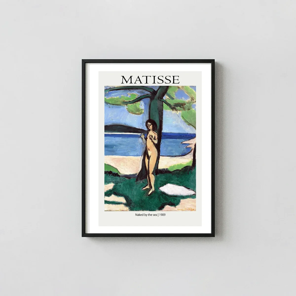 Matisse sea print - Naked by the Sea 1909 Fauvist Modern Fine Art Henri Matisse Artwork xe2x80x93 Portrait Frame Wall Art Mockup | MerchFuse
