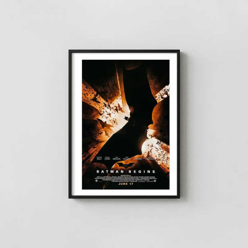 Batman Begins Movie Poster – Collector Poster (Version 3): Modern Superhero Wall Action & Adventure Movie Posters xe2x80x93 Portrait Frame Wall Art Mockup | MerchFuse