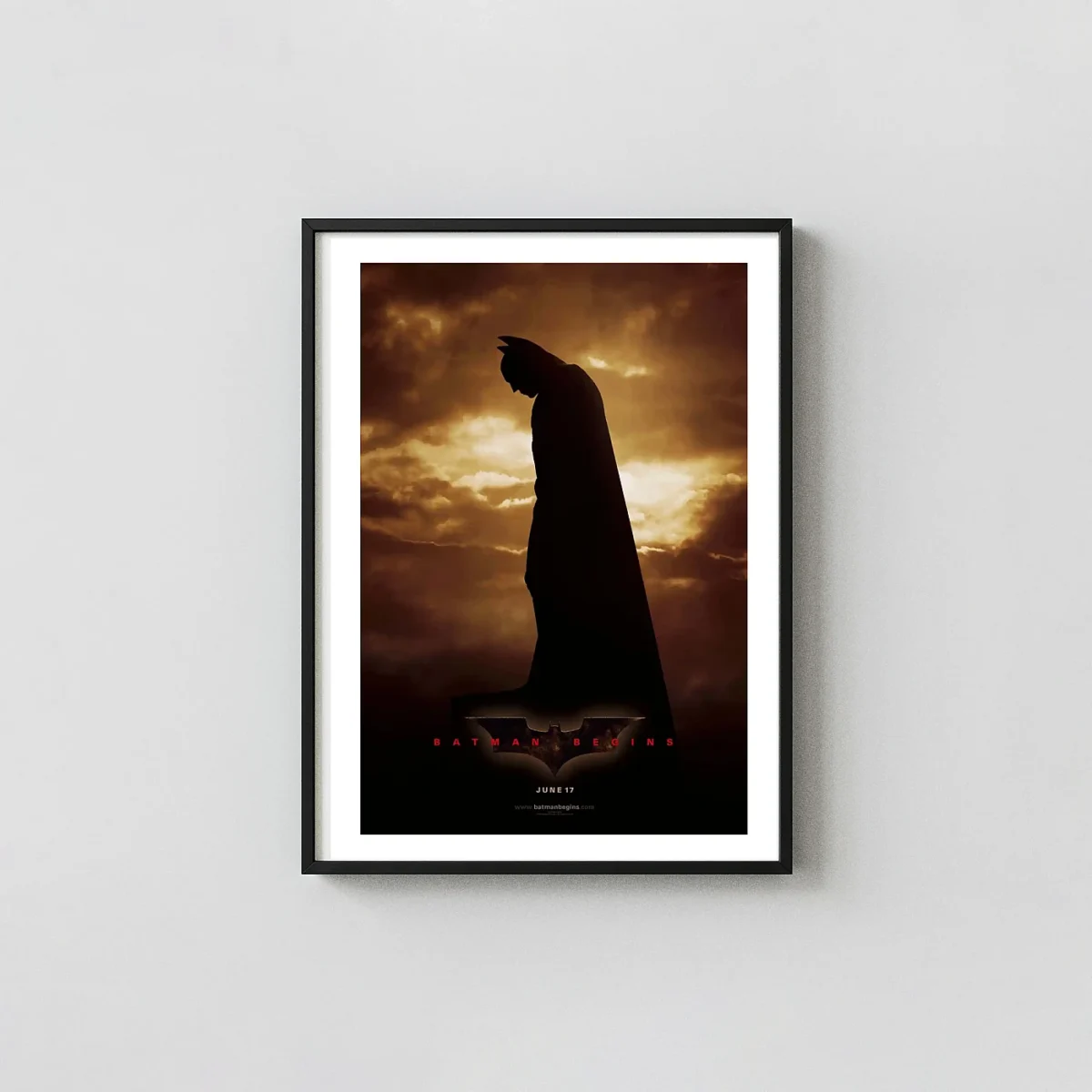 Batman Begins Movie Poster – Official Poster: Modern Superhero Wall Action & Adventure Movie Posters xe2x80x93 Portrait Frame Wall Art Mockup | MerchFuse