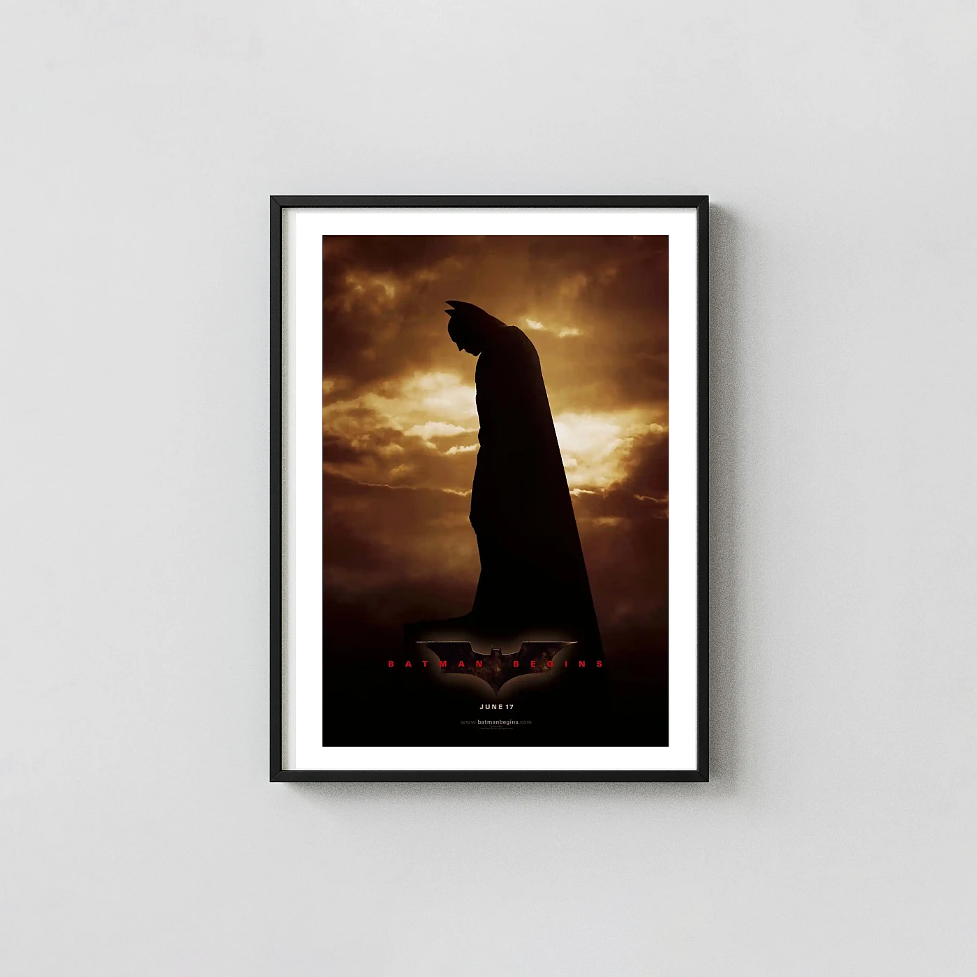 Batman Begins Movie Poster – Official Poster: Modern Superhero Wall Action & Adventure Movie Posters xe2x80x93 Portrait Frame Wall Art Mockup | MerchFuse