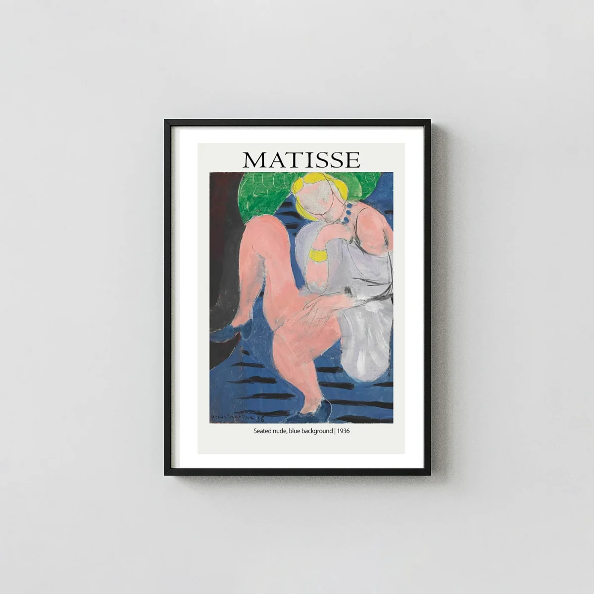 Matisse Exhibition Poster - Authentic 1936 Seated Nude Fauvism Henri Matisse Artwork xe2x80x93 Portrait Frame Wall Art Mockup | MerchFuse