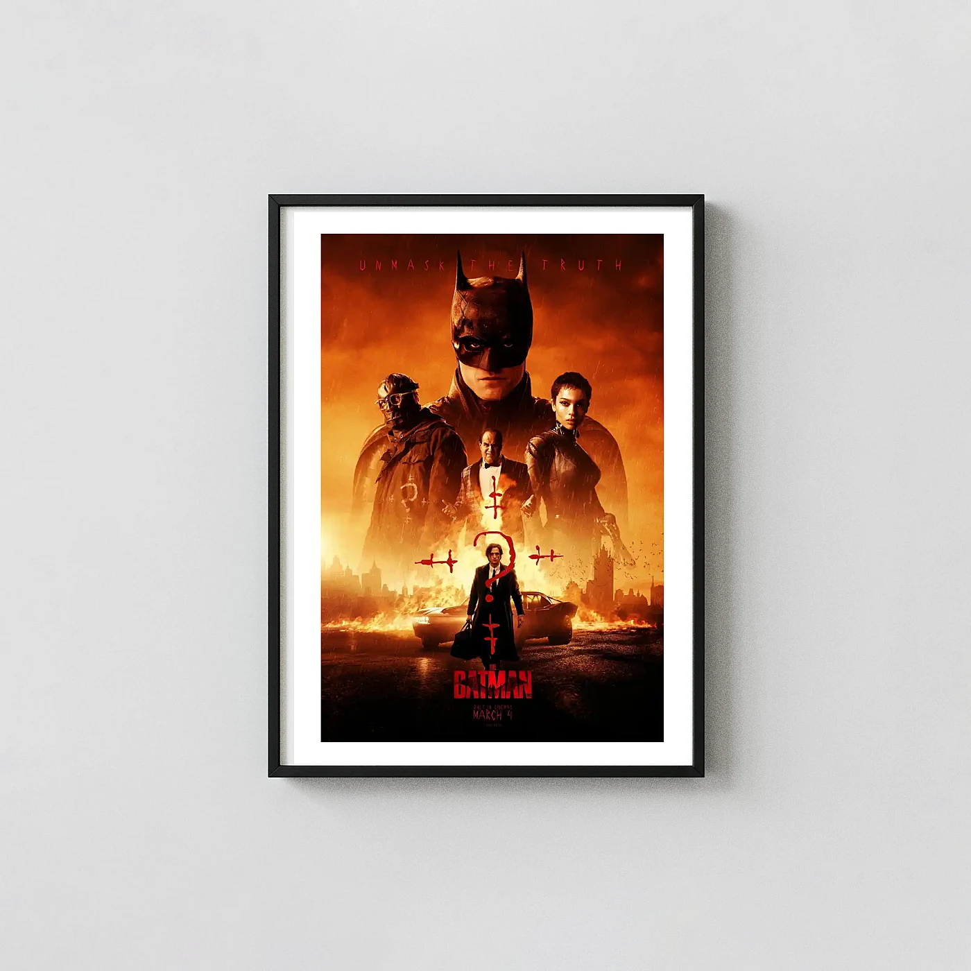 The Batman (2022) Movie Poster – Iconic Poster: Modern Superhero Wall Action & Adventure Movie Posters xe2x80x93 Portrait Frame Wall Art Mockup | MerchFuse