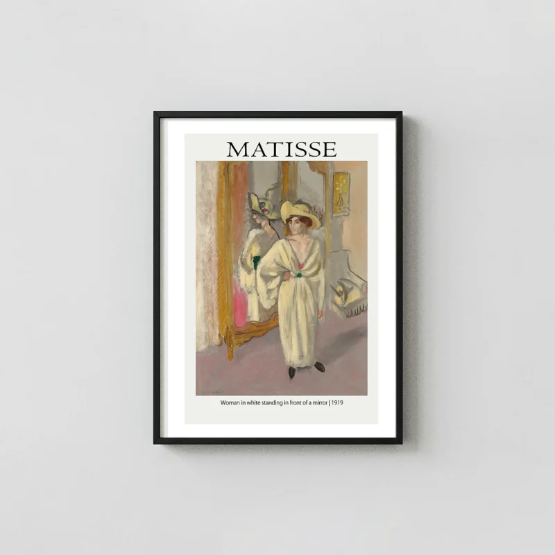 Matisse 1919 print - Woman in White Mirror Vintage Art Poster