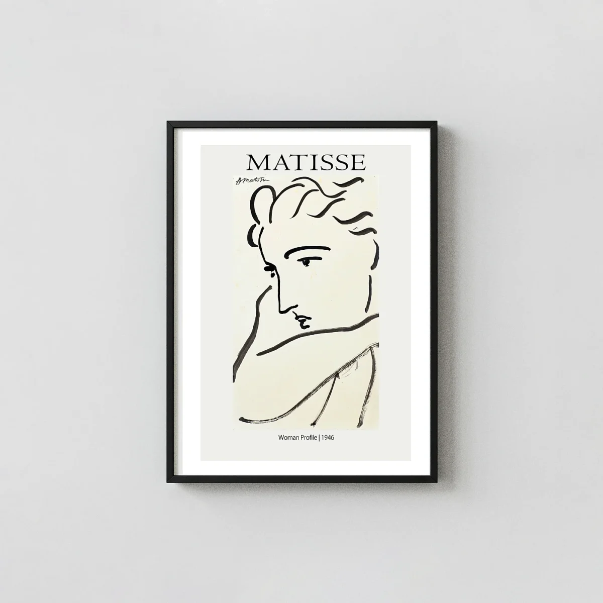 Matisse line art - Woman Profile 1946 Minimalist French Sketch Henri Matisse Artwork xe2x80x93 Portrait Frame Wall Art Mockup | MerchFuse