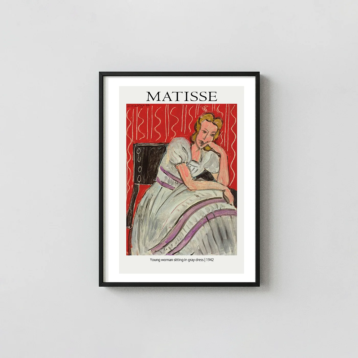 Classic Matisse Exhibition Poster 1942 Young Woman in Gray Dress Art - fine art poster print