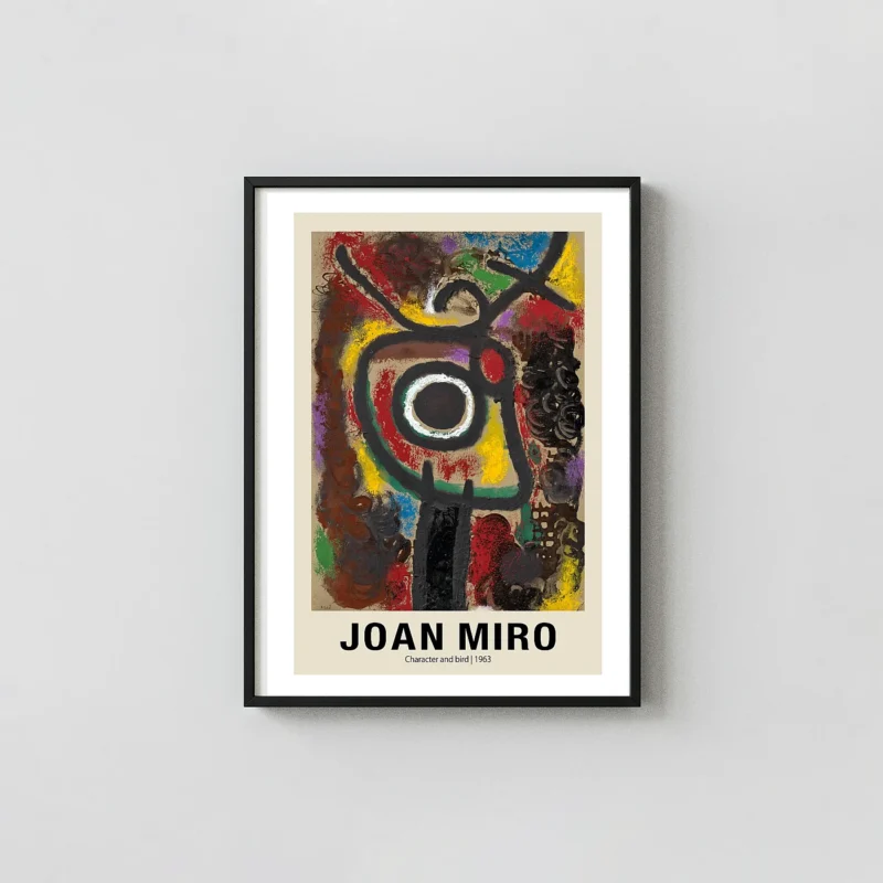 Exclusive Joan Miro Poster - Character and Bird 1963 Abstract Wall Art