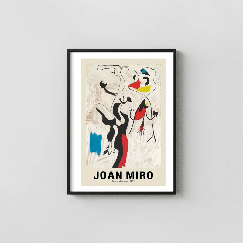 Joan Miro Poster - Classic Man and woman 1935 Surrealist Wall Art Print