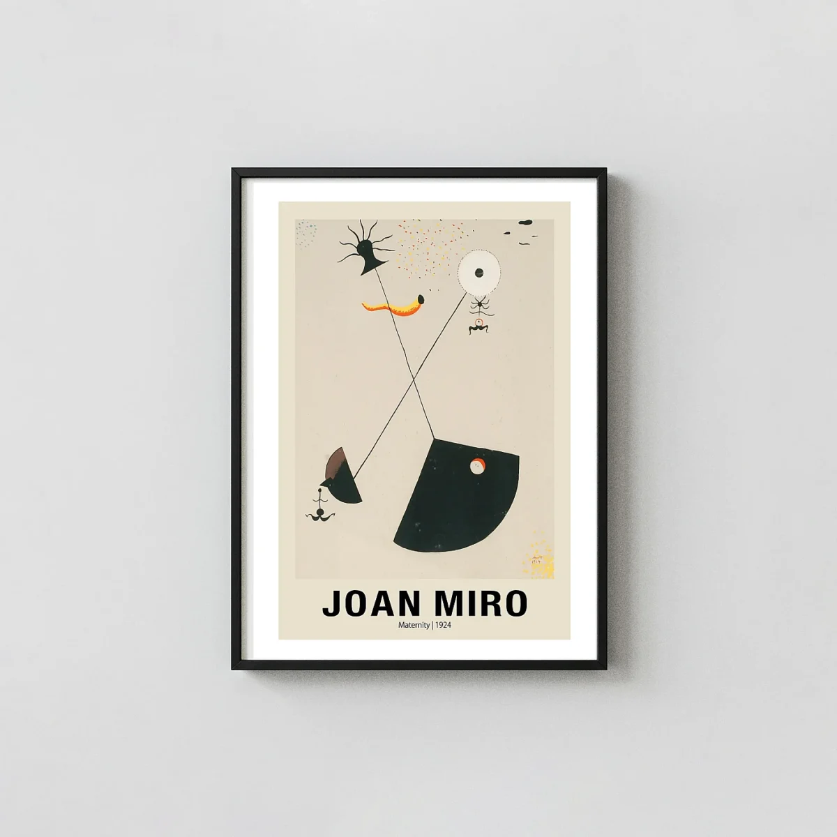 Classic Joan Miró Maternity print - 1924 Surrealist Exhibition Joan Miro xe2x80x93 Portrait Frame Wall Art Mockup | MerchFuse