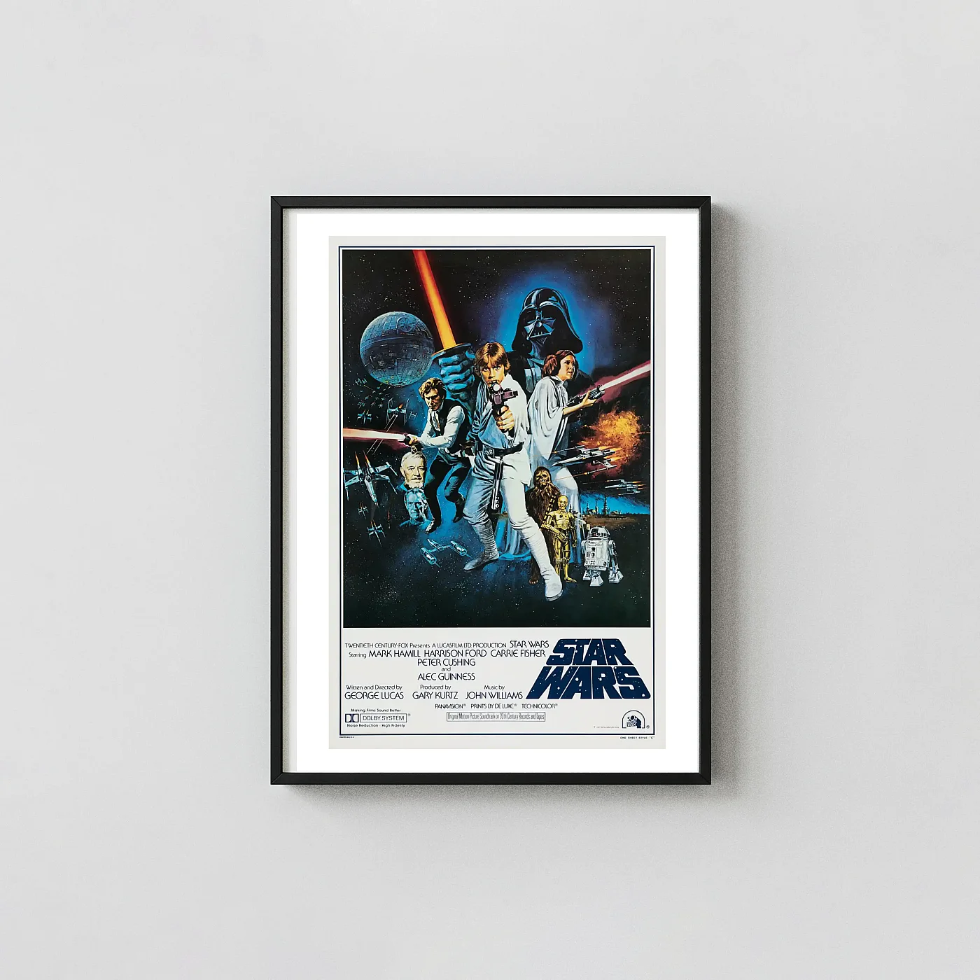 Star Wars: A New Hope Movie Poster – 1977 Original Theatrical Poster (Style A): Vintage Sci-Fi Wall Movie Posters xe2x80x93 Portrait Frame Wall Art Mockup | MerchFuse