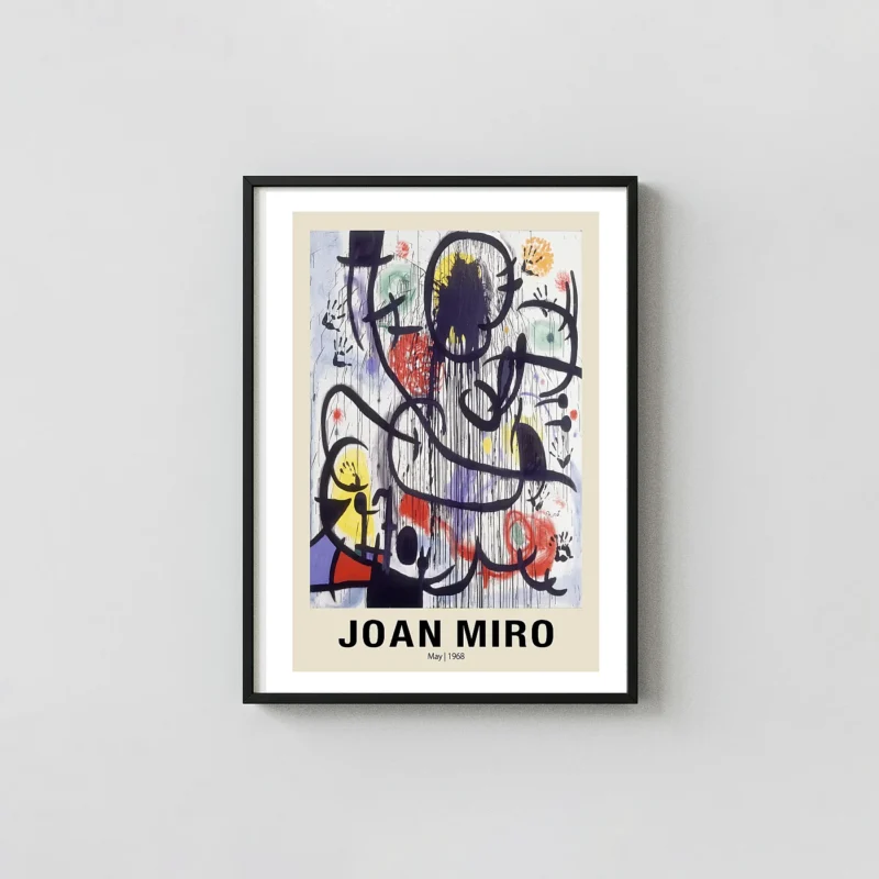 Authentic Joan Miro May 1968 Print - Surrealist Abstract Wall Art