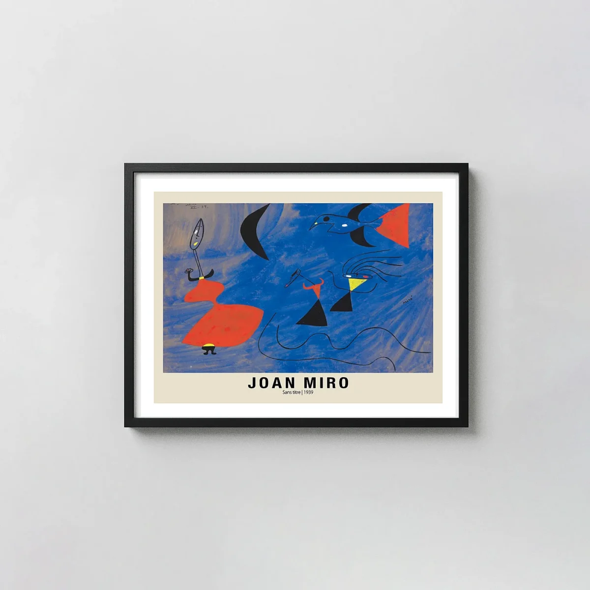 Classic Joan Miro Print - Sans Titre 1939 Surrealist Abstract Joan Miro xe2x80x93 Landscape Frame Wall Art Mockup | MerchFuse
