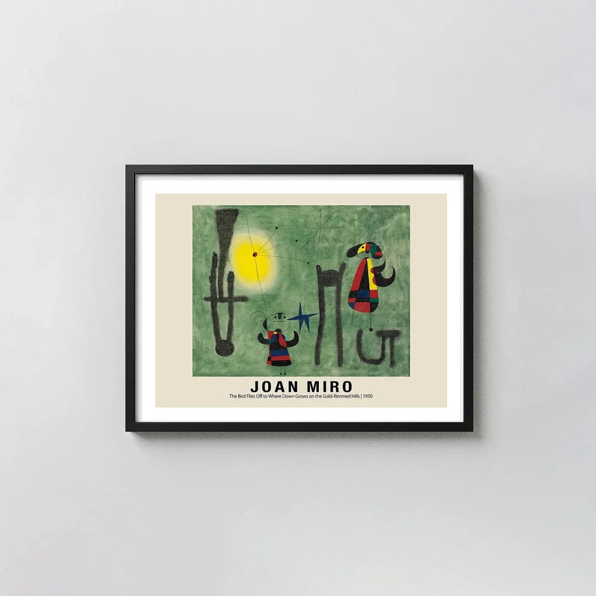 Classic Joan Miro Print - 1950 Surrealist Abstract Wall Art Joan Miro xe2x80x93 Landscape Frame Wall Art Mockup | MerchFuse