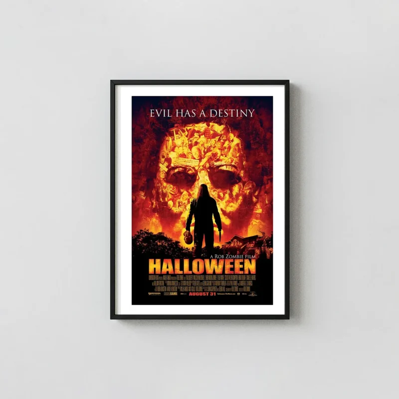 Halloween (2007) Movie Poster – Halloween 2007 Poster: Modern Horror Wall Horror Movies Posters xe2x80x93 Portrait Frame Wall Art Mockup | MerchFuse