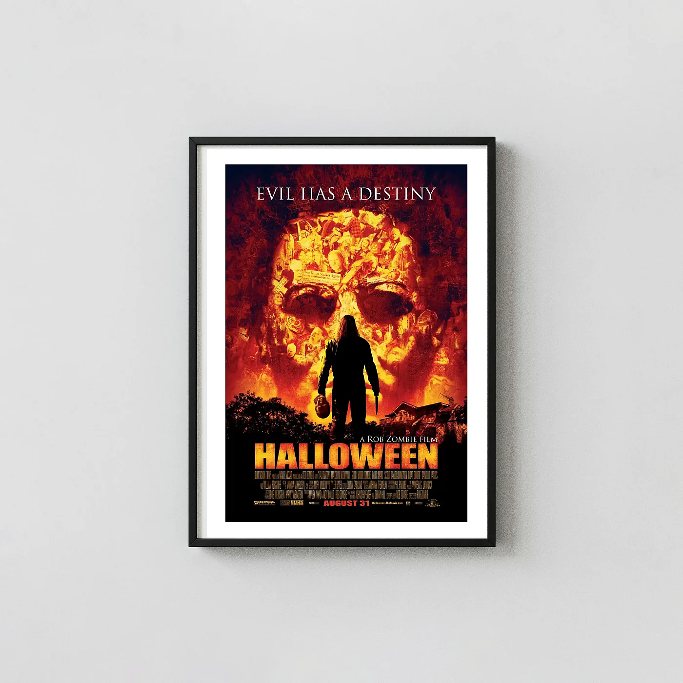 Halloween (2007) Movie Poster – Halloween 2007 Poster: Modern Horror Wall Horror Movies Posters xe2x80x93 Portrait Frame Wall Art Mockup | MerchFuse