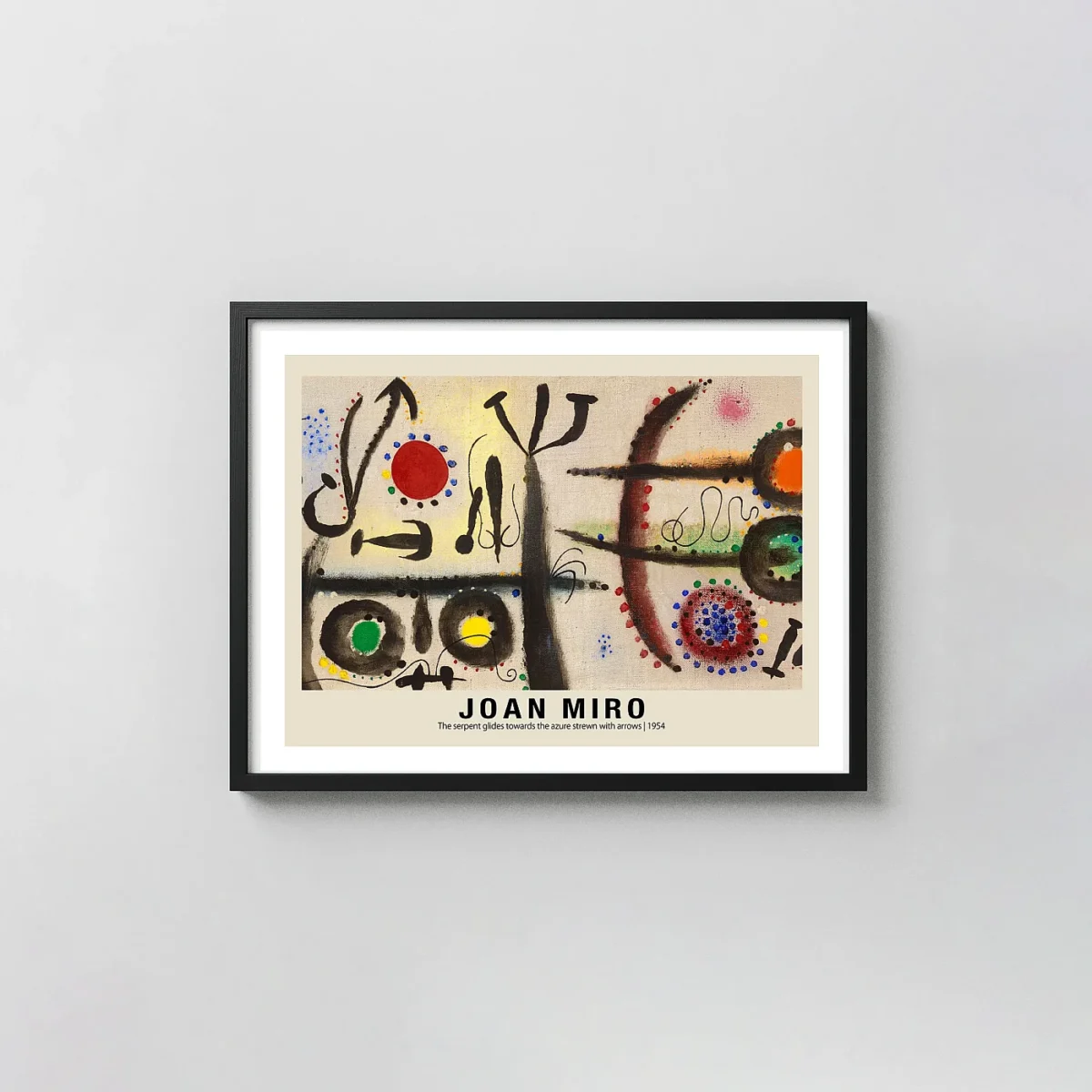 Exclusive Joan Miro Print - The Serpent Glides Towards The Azure 1954 Art Joan Miro xe2x80x93 Landscape Frame Wall Art Mockup | MerchFuse