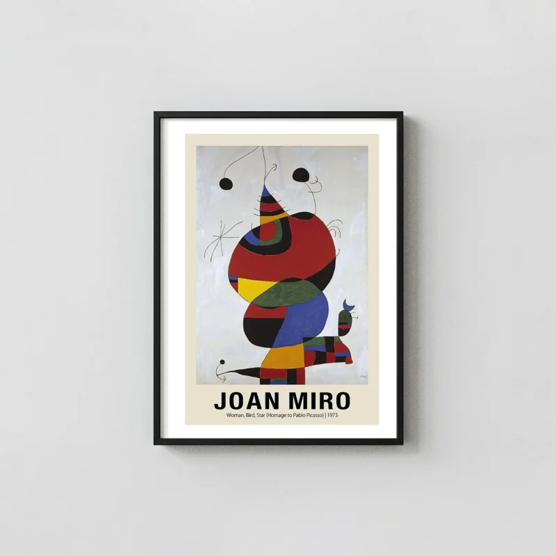 Classic Joan Miró poster - Woman Bird Star 1973 Abstract Wall Art