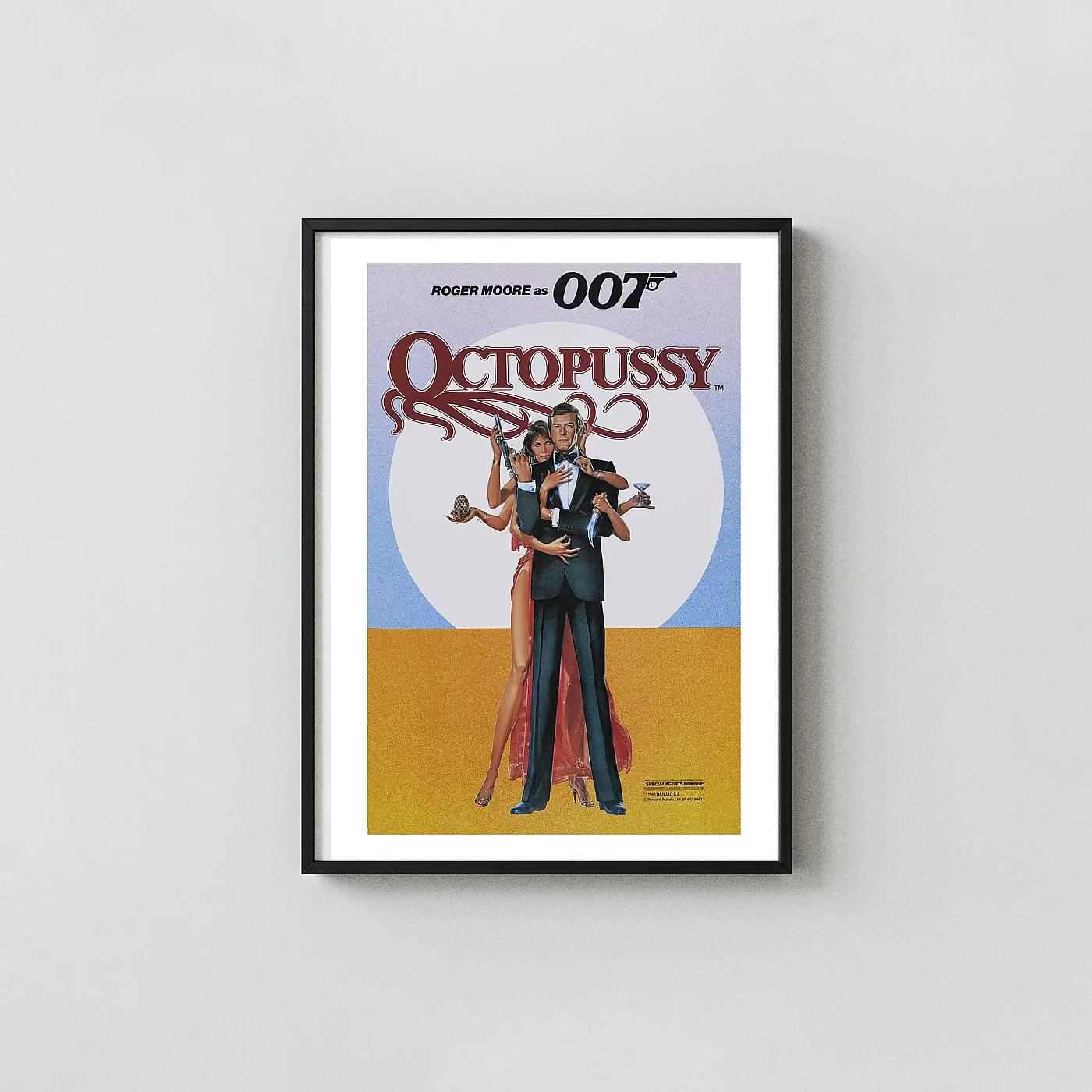 Octopussy Movie Poster – James Bond "" 1983 Poster: Vintage Wall Action & Adventure Movie Posters xe2x80x93 Portrait Frame Wall Art Mockup | MerchFuse