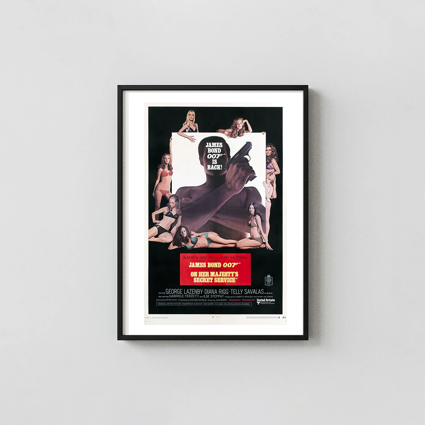 On Her Majesty's Secret Service Movie Poster – 1969 Vintage Poster: Vintage Wall James Bond Movie Posters xe2x80x93 Portrait Frame Wall Art Mockup | MerchFuse