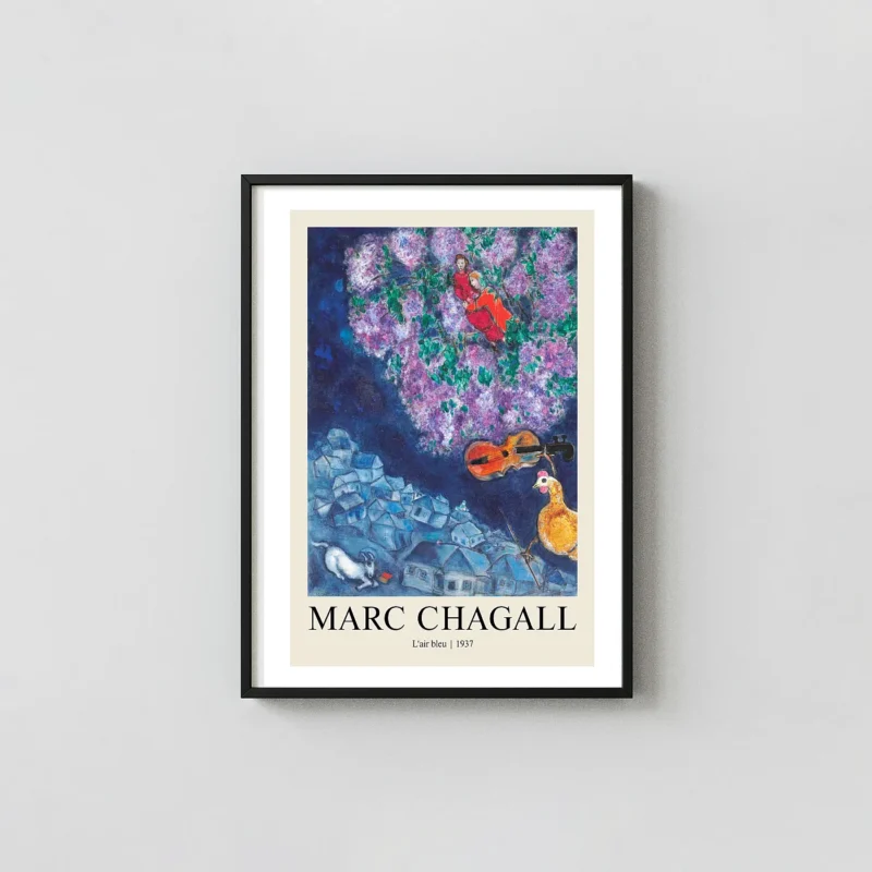 Classic Marc Chagall L'air bleu - 1937 Surrealist Village Fine Art Print
