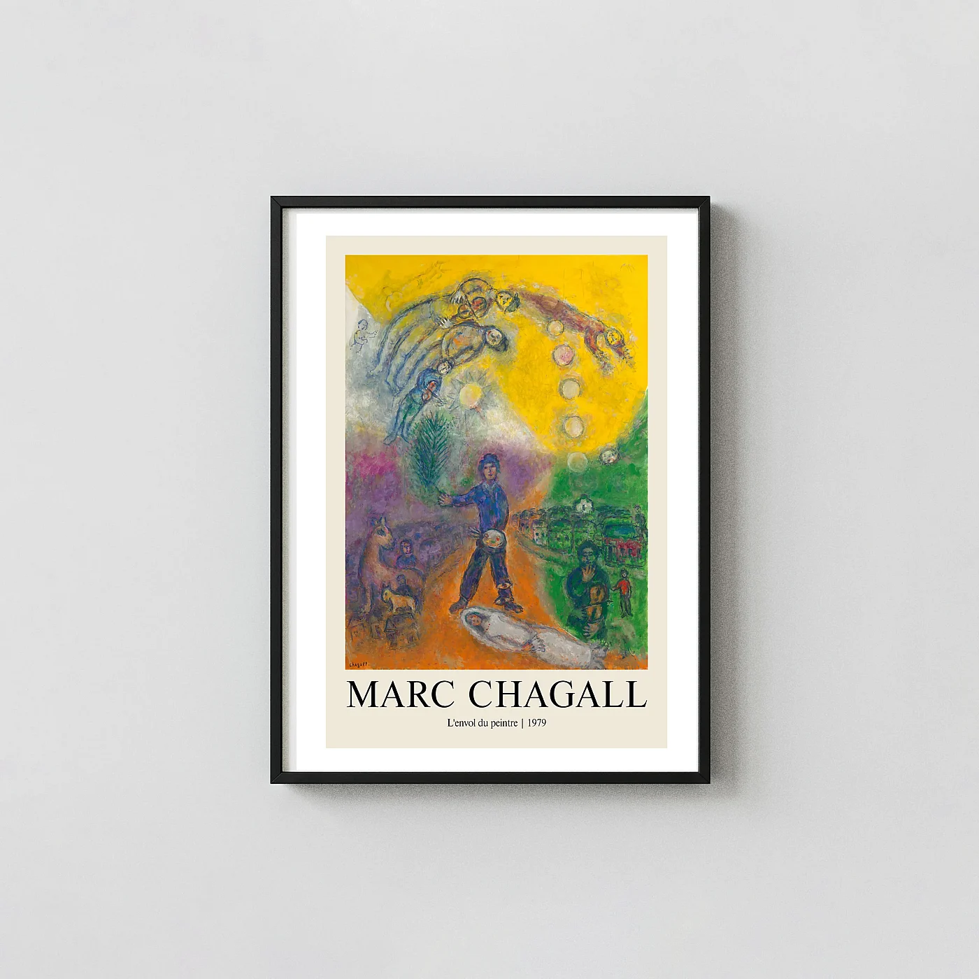 Authentic Marc Chagall art print L'envol du peintre 1979 Museum - fine art poster print