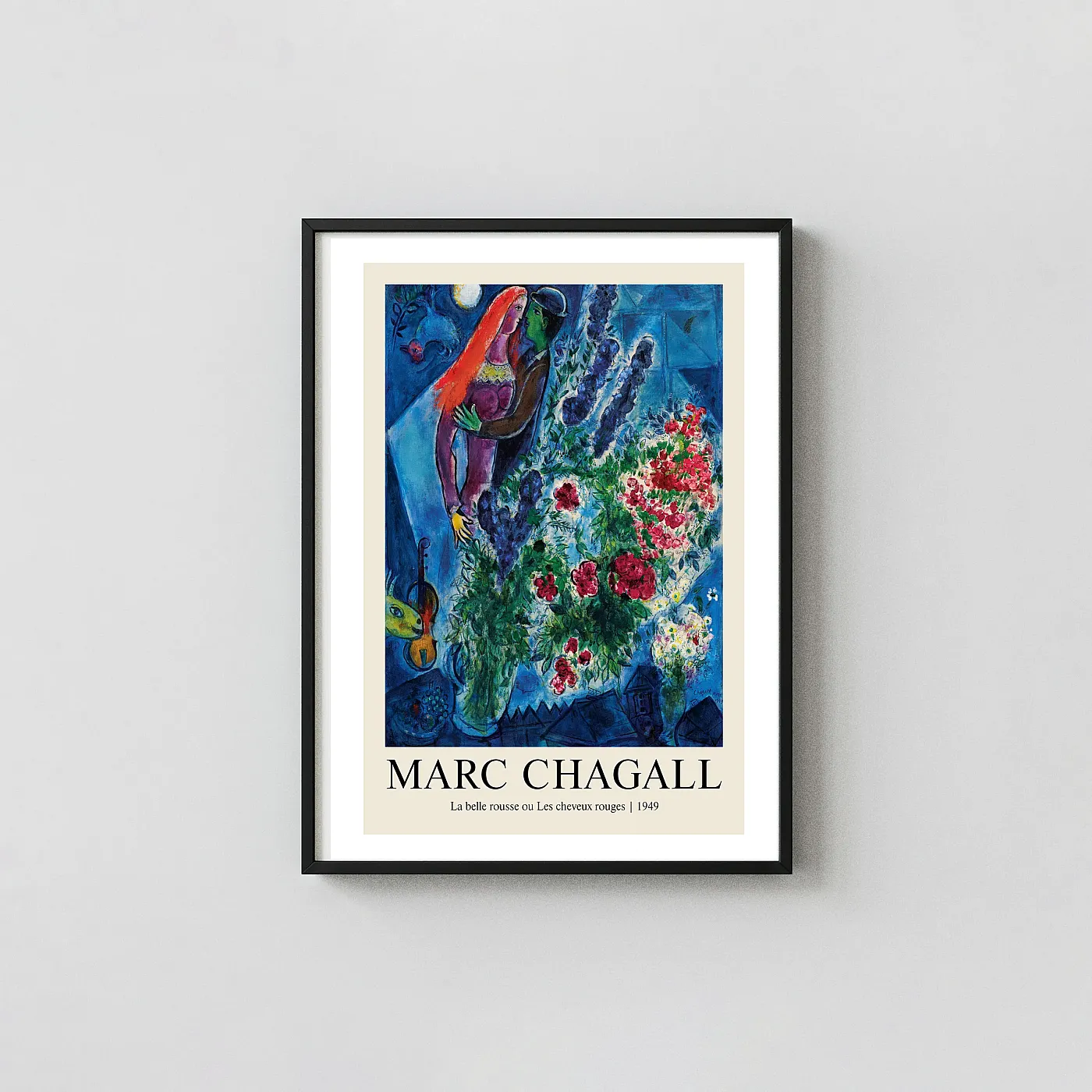 Marc Chagall art print La Belle Rousse 1949 Vintage Modernist - fine art poster print