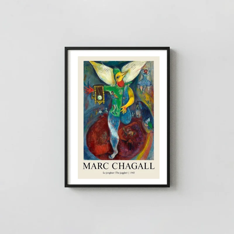 Classic Marc Chagall Juggler - 1943 Surrealist Circus Wall Art Print