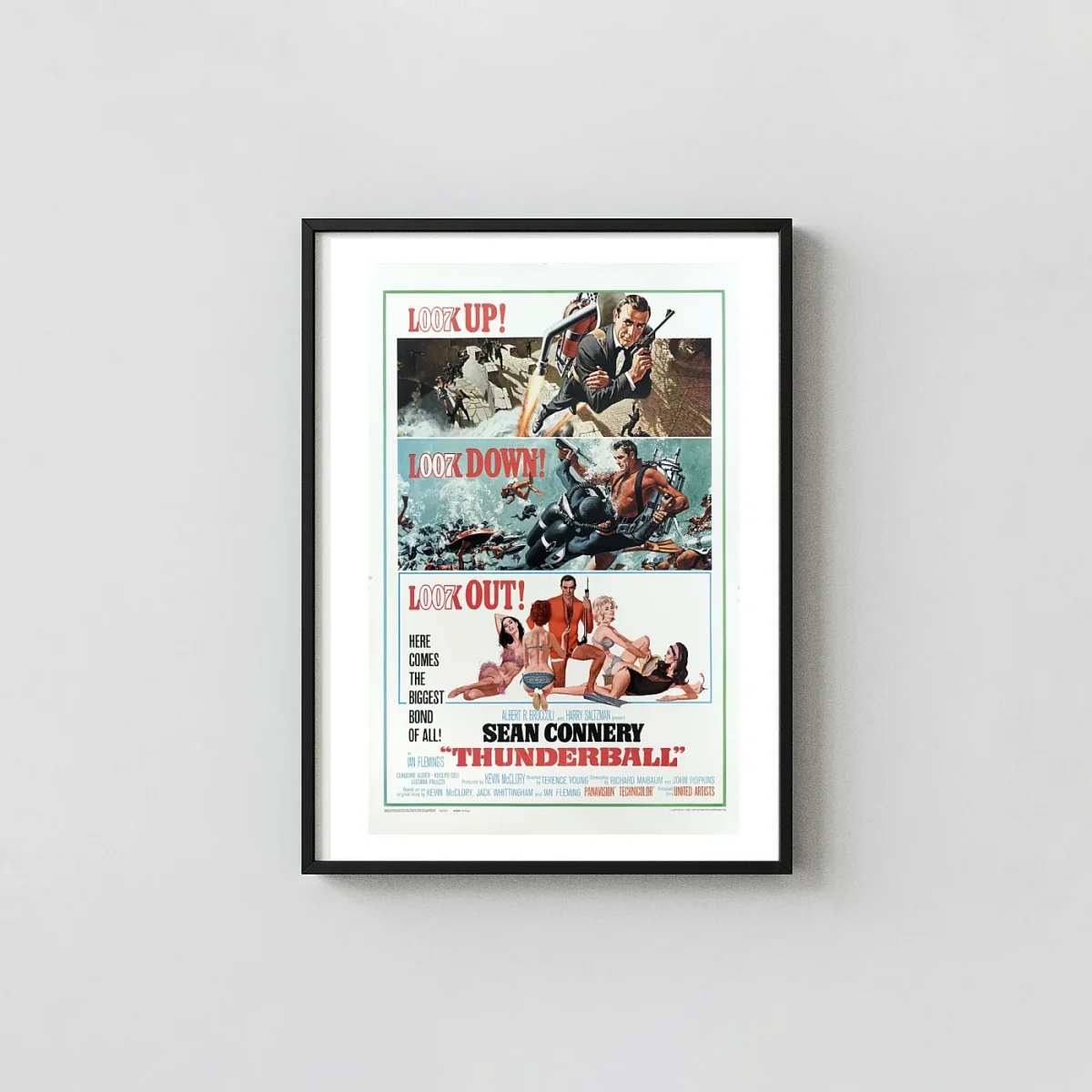 Thunderball (james Bond) Movie Poster – James Bond Thunderball 1965 Poster: Vintage Action Wall Action & Adventure Movie Posters xe2x80x93 Portrait Frame Wall Art Mockup | MerchFuse
