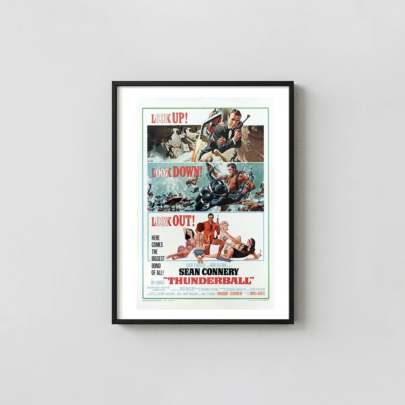 Thunderball (james Bond) Movie Poster – James Bond Thunderball 1965 Poster: Vintage Action Wall Action & Adventure Movie Posters xe2x80x93 Portrait Frame Wall Art Mockup | MerchFuse