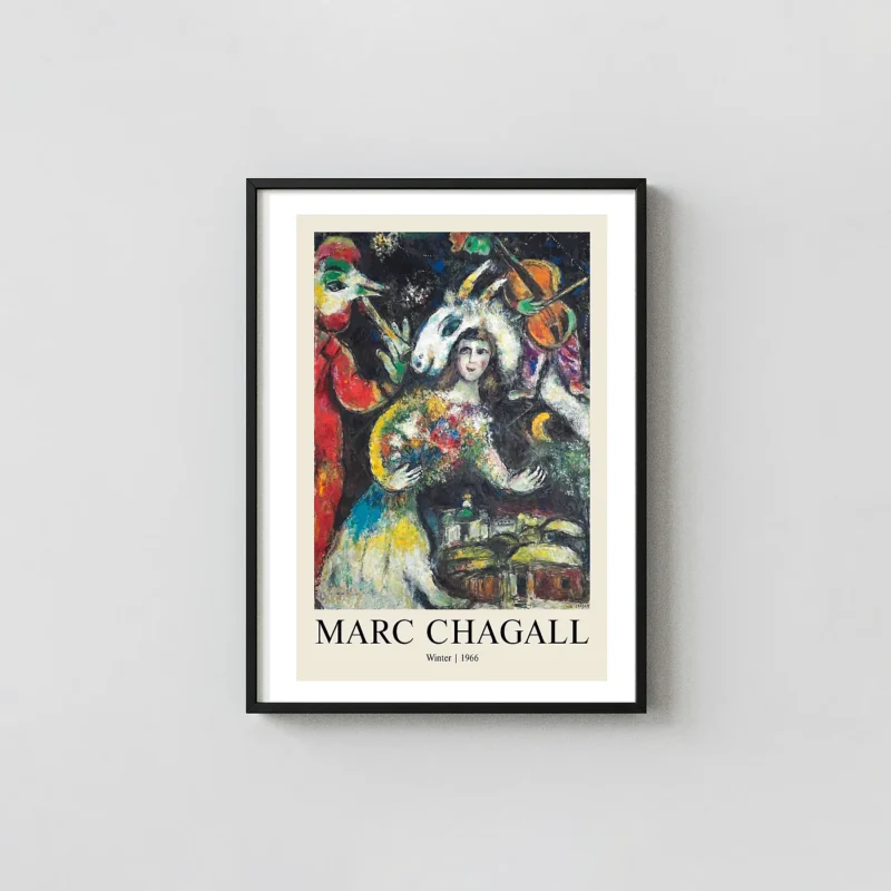 Authentic Marc Chagall Winter Print - 1966 Modern Expressionism Art