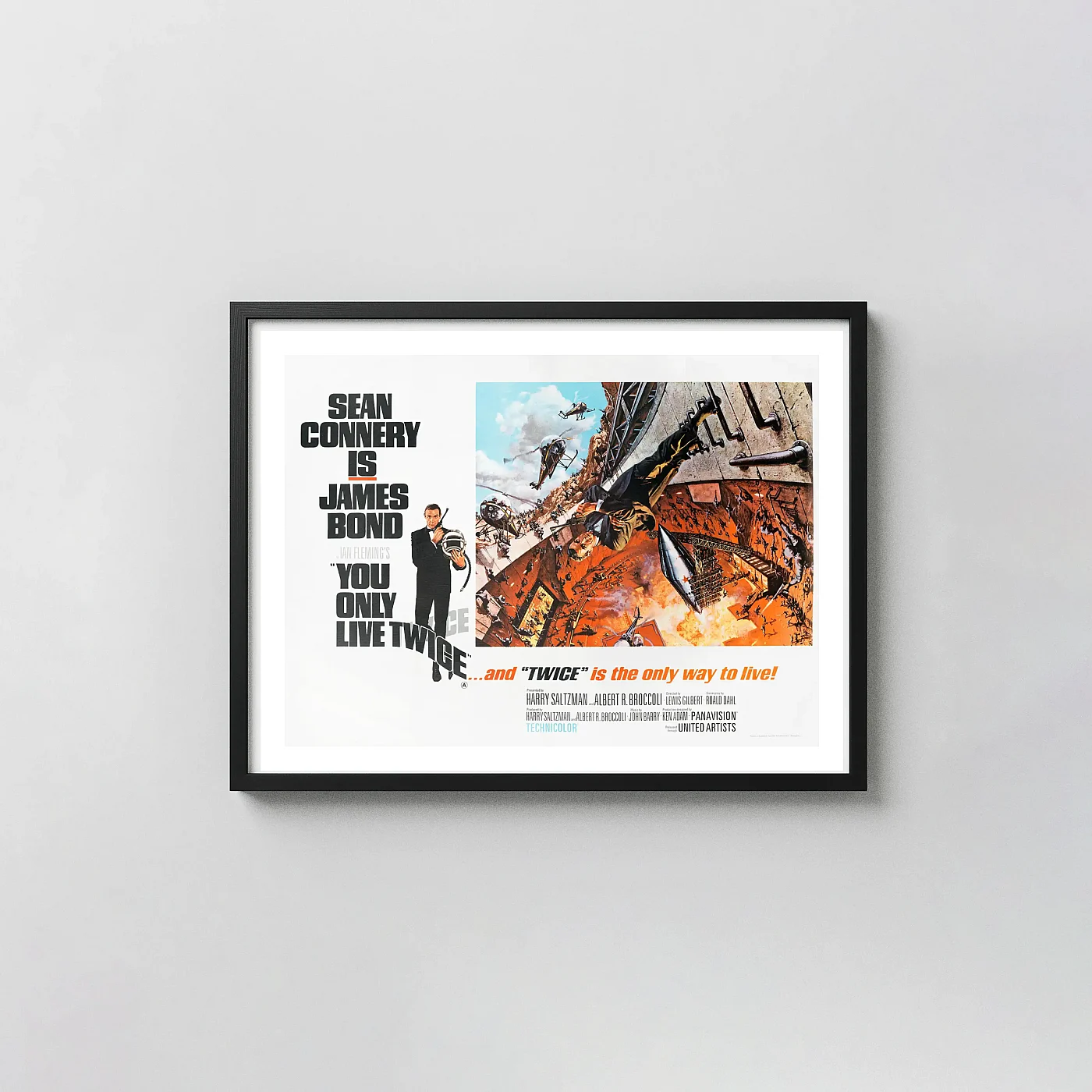 You Only Live Twice Movie Poster – James Bond Poster: Vintage Wall Action & Adventure Movie Posters xe2x80x93 Landscape Frame Wall Art Mockup | MerchFuse