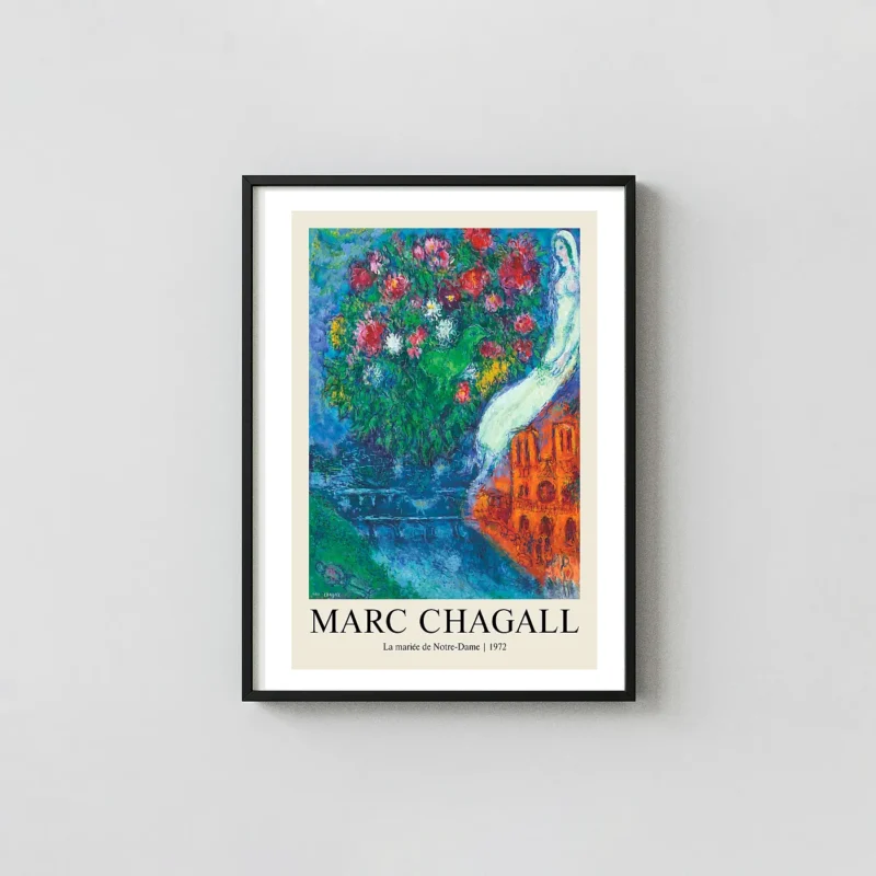 Classic Marc Chagall Print - La Mariee de Notre-Dame 1972 Wall Art