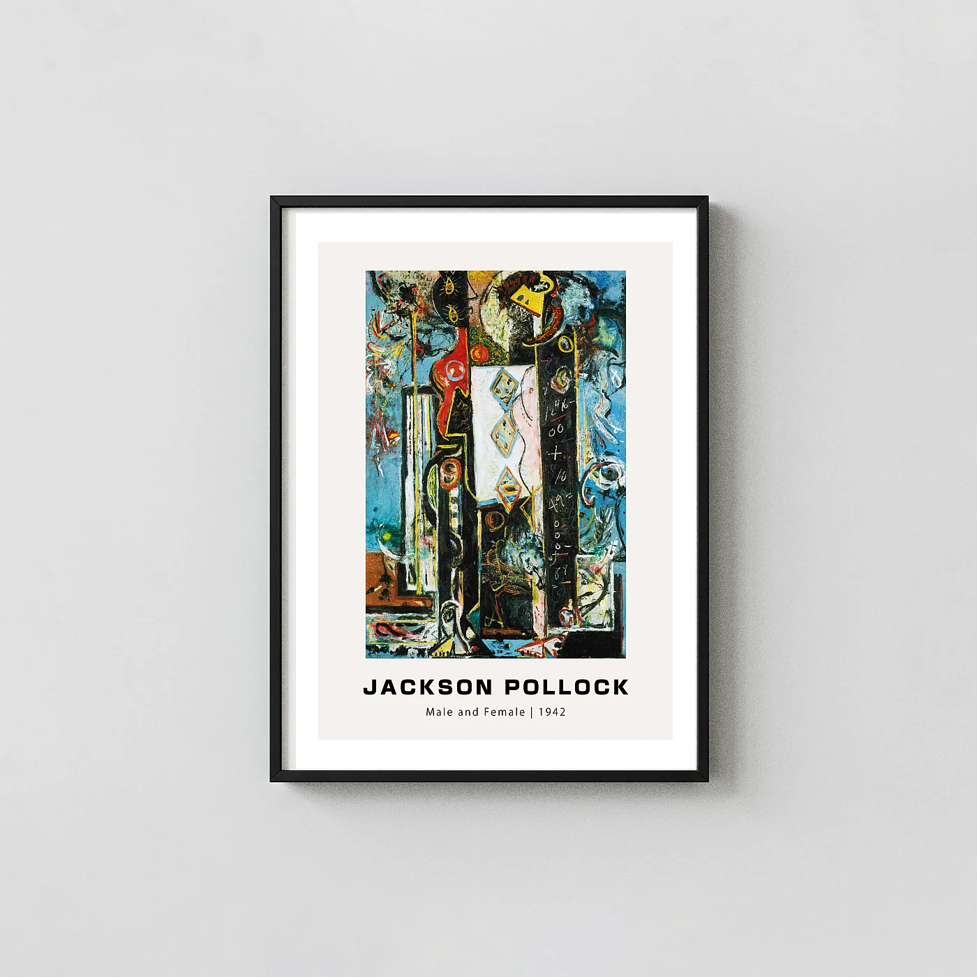 Authentic Jackson Pollock art print Male and Female 1942 Abstract - fine art poster print