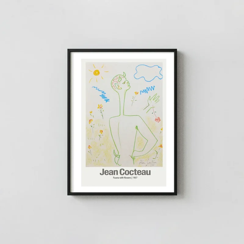 Authentic Jean Cocteau Print - 1957 Fauna with Flowers Vintage Poster