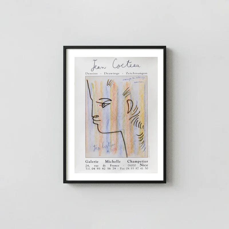 Jean Cocteau exhibition poster - Vintage 1958 Nice Gallery Wall Art