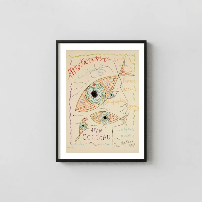Jean Cocteau Exhibition Poster - 1957 Matarasso Nice Vintage Art