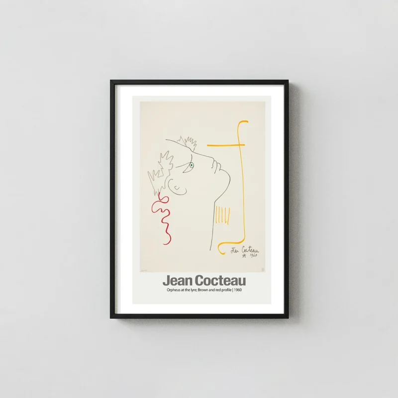 Exclusive Jean Cocteau Wall Art - Orpheus 1960 French Line Drawing Jean Cocteau Art Prints xe2x80x93 Portrait Frame Wall Art Mockup | MerchFuse