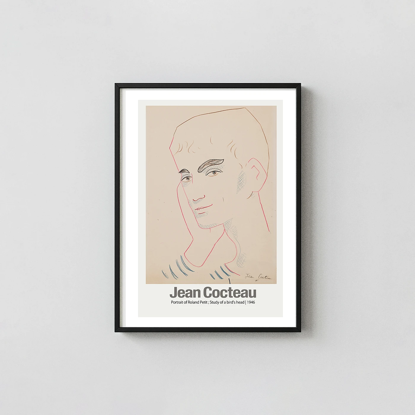 Jean Cocteau art print Roland Petit 1946 Portrait Sketch - fine art poster print