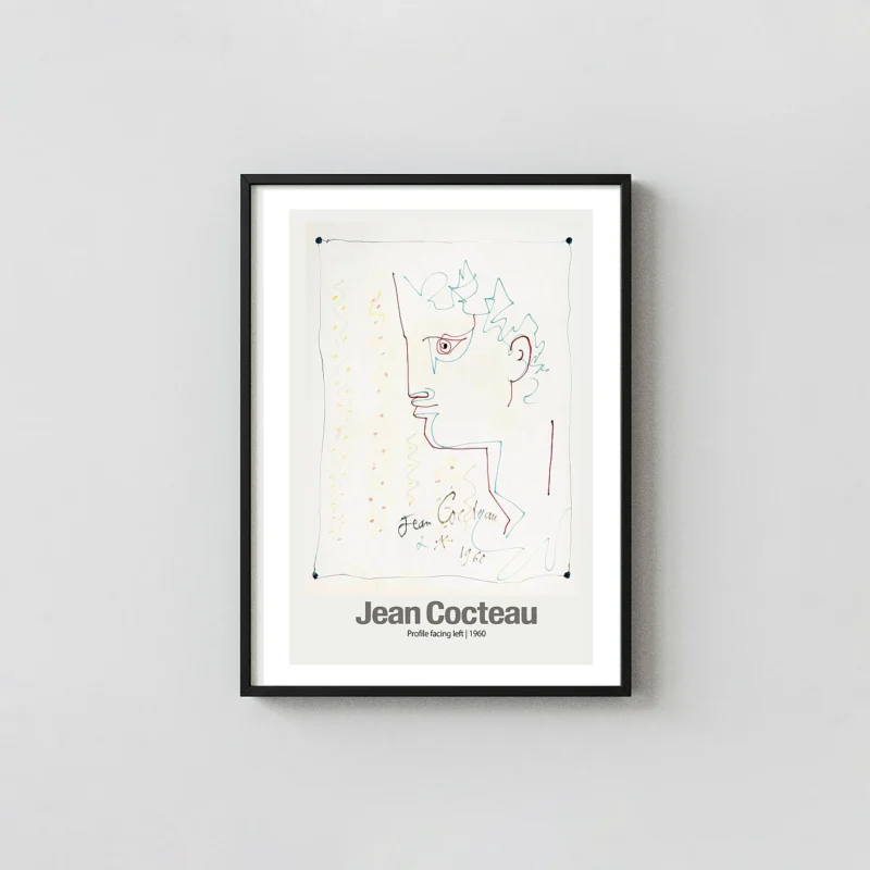 Authentic Jean Cocteau Wall Art - Profile Facing Left 1960 Sketch Jean Cocteau Art Prints xe2x80x93 Portrait Frame Wall Art Mockup | MerchFuse