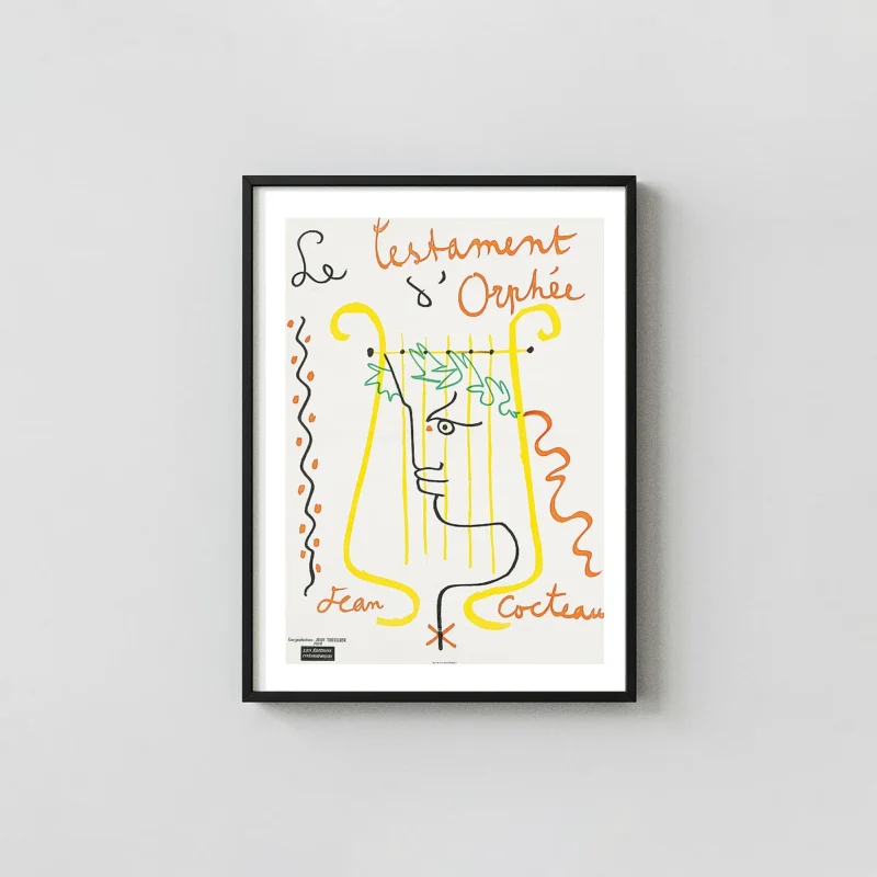 Authentic Testament of Orpheus poster - Jean Cocteau Vintage Film Art Jean Cocteau Art Prints xe2x80x93 Portrait Frame Wall Art Mockup | MerchFuse