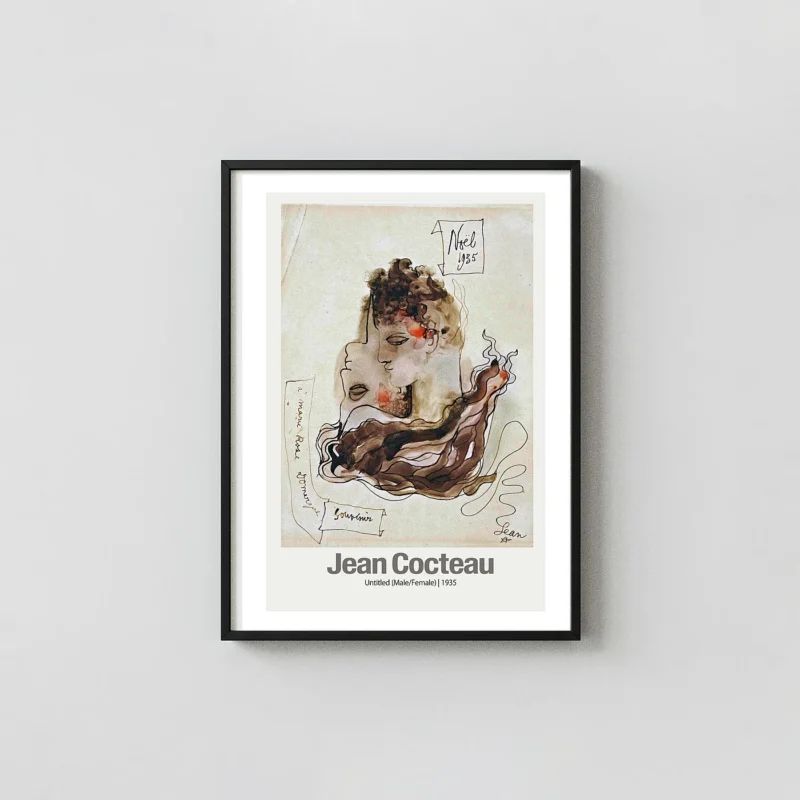 Jean Cocteau Art Print - Untitled Male-Female 1935 Vintage Wall Art